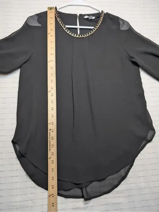 Naked Zebra Gold Chain Neck Sheer Long Sleeve Blouse Womens Medium - Picture 5 of 5